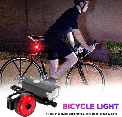 Immagine prodotto di Set di luci posteriori elettriche per biciclette, ricaricabili, USB, adatte sia per la parte anteriore che per quella posteriore