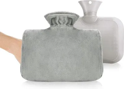 Produktbild von Famanu Warmwasserflasche mit weichem Bezug - 1,5 l, grau