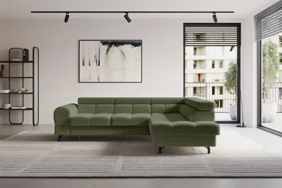 Produktbild von ALTDECOR Ecksofa mit Schlaffunktion und Bettkasten - LUMA-L - 272x203x70 - Grün - Corner Sofa Eckcouch Couch L-Form, links/rechts angeordnet, Schlafcouch Ausziehbar Wohnlandschaft