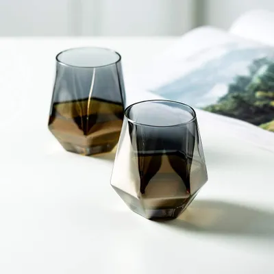 Produktbild von Gläser für Whiskey-Set von 6 - Diamantmuster - Wasser/Essig-Tumbler - Scotch-Glas - 300 ml - Whisky-Glas - Moderner Design - Glaswaren für Bourbon/Rum - Bar-Tumbler