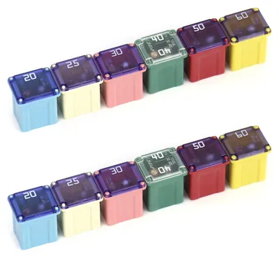 12 Mini-Flachsicherungen Low Profile, 20-60A, je 2 Stück