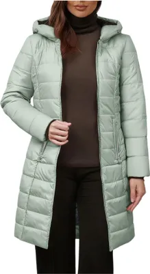 Produktbild von ASKSA Damen Wintermantel Warm Gefuettert Steppjacke Lang Winterparka Winter Fleece Jacke Winddicht Outdoorjacke mit Kapuze (Hellgruen,S)