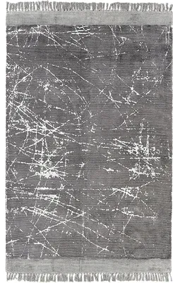Produktbild von BELIANI Teppich Grau Viskose 160 x 230 cm Rechteckig Kurzflor mit Fransen Abstraktes Design Rechteckig Wohnzimmer Schlafzimmer Flur