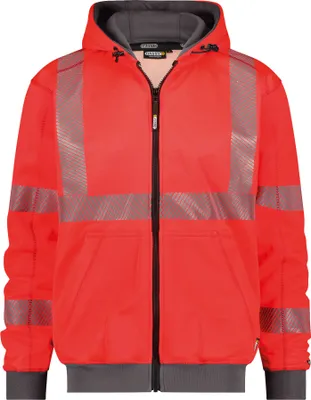 Immagine prodotto di Felpa con cappuccio ad alta visibilità, ROSSO NEON/GRIGIO CEMENTO, taglia 3XL