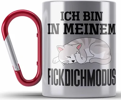 Produktbild von Trendation - Ich Bin In Meinem F** Dich Modus Edelstahl Tasse Karabinern Edelstahl Tasse Karabiner Becher Karabiner Edelstahl Tasse Karabiner Edelstahl Katzen Lustig Spruch Geschenk Frauen Männer (Rot)
