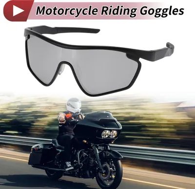 Produktbild von Motorradfahrerbrille Fahrradsonnenbrille Silberton Glas Schwarz Rahmen