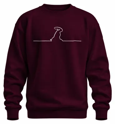 Immagine prodotto di Felpa con cappuccio, modello "Linea Balum Osvaldo Cavandoli Strichmännchen", con stampa del personaggio, colore bordeaux, taglia L