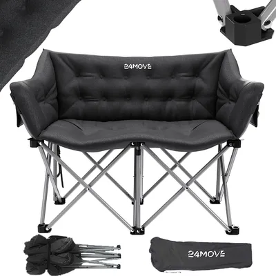 Produktbild von 24MOVE® Campingsofa DIADEMA Faltstuhl Outdoor Klappstuhl mit Seitentasche, faltbar max. 300kg, schwarz