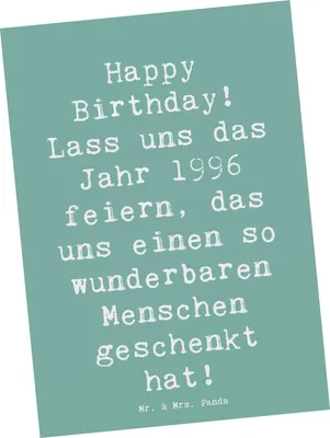 Produktbild von Mr. & Mrs. Panda Ansichtskarte Spruch 1996 Geburtstag - Meeresbrise - Geschenk, Kunstkarten, Happy Birthday, Postkarte, Grußkarte, Geburtstagsfeier, Alter, Jahr feiern