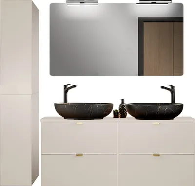 Produktbild von Badmöbel Set 3-teilig mit 120 cm Waschtisch in kaschmir matt, DURANGO-56