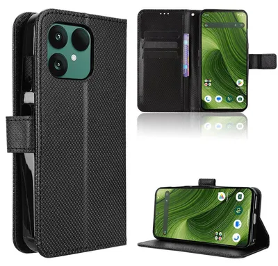 Image de Étui en similicuir Fairphone 6, motif diamant, style « Design Book Wallet », noir