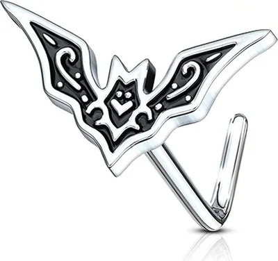 Produktbild von Nasenpiercing Stecker Nasenstecker Stift Nasen Piercing gebogen Fledermaus Bat L-Form Autiga® silber
