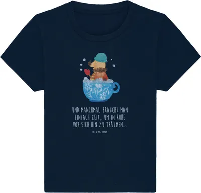 Produktbild von Mr. & Mrs. Panda  T-Shirt Nachtfalter Schaumbad 0. - 6. Monat - French Navy - Geschenk, Bad, Ziele, Badezimmer, Babyshirt, Organic Baby Shirt, WC, Lustige Sprüche