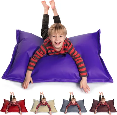 Produktbild von sunnypillow S Sitzsack Sitzkissen aus Kunstleder Outdoor & Indoor 100 x 70 cm mit 60L Styropor Füllung Sessel für Kinder & Erwachsene Sofa Beanbag viele Farben und Größen zur Auswahl Violett