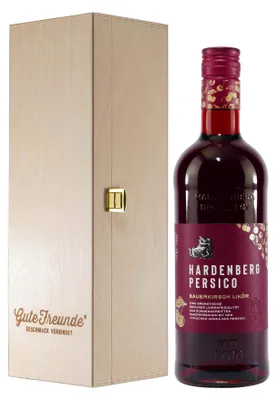 Produktbild von Hardenberg Persico Sauerkirsch Likör mit Geschenk-Holzkiste