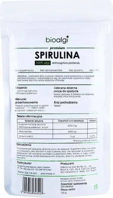 Immagine prodotto di Spirulina Platensis Bioalga 100% naturale - Integratore alimentare - 250 compresse