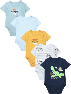 Produktbild von TupTam Baby Jungen Kurzarm Wickelbody Baumwolle Body 5er Set , Farbe: Farbenmix 8, Größe: 56
