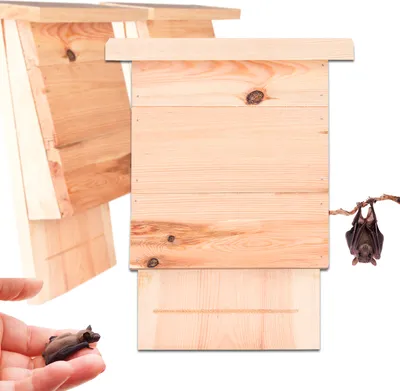 Produktbild von BigDean 3er Set Großer Fledermauskasten aus Massivholz - Fledermaus Nistkasten - Hand Europe - Fledermaushaus fertig montiert