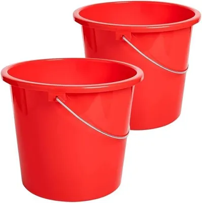 Produktbild von 2er Set Kunststoff  Putzeimer Wassereimer Metallgriff Eimer 5L Messskala Rot