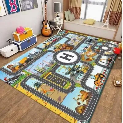 Produktbild von Spieltuch, 60 x 90 cm, rutschfest, mit Straßenverkehrsmotiv, für Kinderzimmer