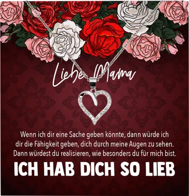 Produktbild von 22Feels Echt Silber Halskette - Mama Geschenk Mutter Frauen Schmuck Set Muttertag Geburtstag Weihnachten - Herz Anhänger, Karte
