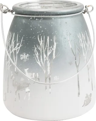 Produktbild von TrendLine Windlicht Glas Winter Ø 12 cm silber-weiß