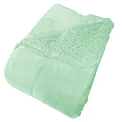 Produktbild von Flanell und Sherpa Wohndecke 150 x 200 cm mint Oberseite weicher Flanell und Rückseite wärmendes Sherpa