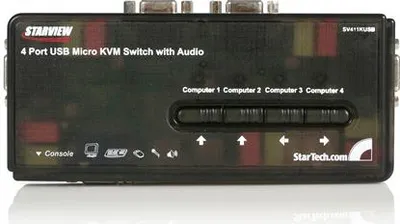 Productafbeelding van StarTech.com 4-poorts USB KVM-switchset met kabels en audio - zwart - voor 4 computers - resolutie 2048 x 1536 - 4 x USB - 1 x VGA