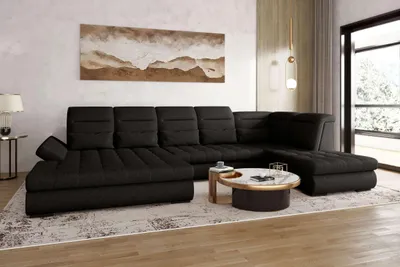 Produktbild von 99rooms Toscana Wohnlandschaft Velours VOGUE Schwarz Links