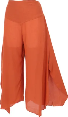 Produktbild von Palazzohose, Weite Boho Sommerhose, Weiter Hosenrock - Rostorange, Damen, Viskose, Größe: M