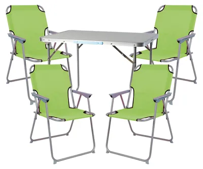 5-teiliges Campingmöbel Set Alu mit Tragegriff Camping lime-grün L70xB50xH59cm