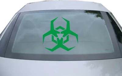 Produktbild von Indigos UG - Aufkleber Heckscheibe & Motorklappe DE6980 - grün - 600x600 mm - Biohazard Symbol - Auto Scheiben Fenster Heckklappe Tuning Racing JDM - Die cut