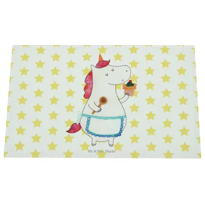 Produktbild von Mr. & Mrs. Panda Schneidebrett Aus Glas Einhorn Küche - Weiß - Geschenk, Unicorn, Schneidbrett, Motivation, Muffin, Kuchen, Torte, Hackbrett, Schneidplatte, Küchenbrett