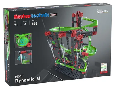 Produktbild von fischertechnik 533872 Kugelbahn Dynamic M – Bausatz für Kinder ab 7 Jahren, Lernspielzeug mit Flexschienen und Klangrohren, fördert technisches Verständnis