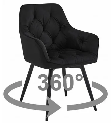 Immagine prodotto di Sedia Girevole JORK360 in Velluto Nero con Gambe in Metallo