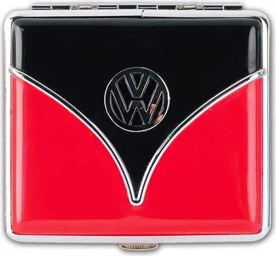 Produktbild von ZIGARETTENETUI VW für 18 Zigaretten Bulli Bus T1 Leder Metall Zigarettendose Zigarettenbox Dose Box Case Etui 05 (Rot)