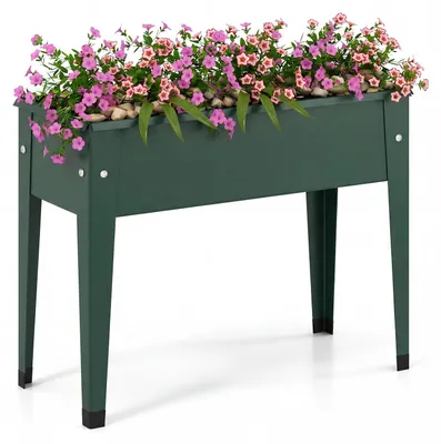 Zdjęcie produktu dla Kostway, podwyższona grządka metalowa, do 20 kg, 60 x 27 x 45 cm, doniczka z otworami drenażowymi, idealna do uprawy ziół na balkonie, w ogrodzie i na tarasie