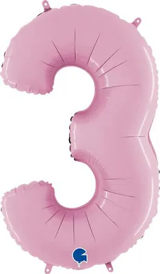 Produktbild von Grabo Folienballon Nummer 3, Pastellrosa, 66 cm