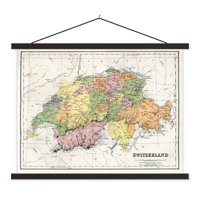 Produktbild von MuchoWow® Textilposter Antike Landkarte der Schweiz 60x45 cm mit schwarzem Rahmen - Poster Schlafzimmer
