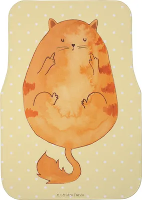 Produktbild von Mr. & Mrs. Panda Automatte Katze Frühaufsteher - Gelb Pastell - Geschenk, Fußmatte Auto, Lustig, Kaffee, Autoteppich, Teppich, Tiger, Katzen, Fahrerseite