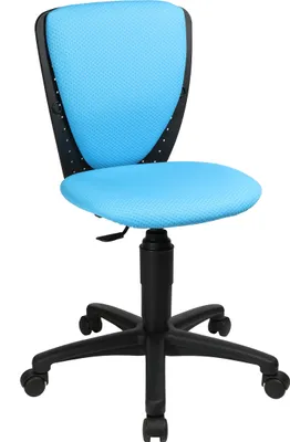 Produktbild von Topstar Schreibtischstuhl High S'cool 3, schwarz/aquarius blau, bis 60 kg, bis 159 cm, stufenlose Sitzhöhenverstellung, hohe stufenlos verstellbare Rückenlehne, höhenverstellbare Lordosenstütze, Muldensitz Kunststoff, 3D-Netzstoff, Polyamid, Rollen für Teppichböden