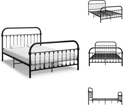 Produktbild von vidaXL Bettgestell Schwarz Metall 160×200 cm -  Betten & Bettgestelle