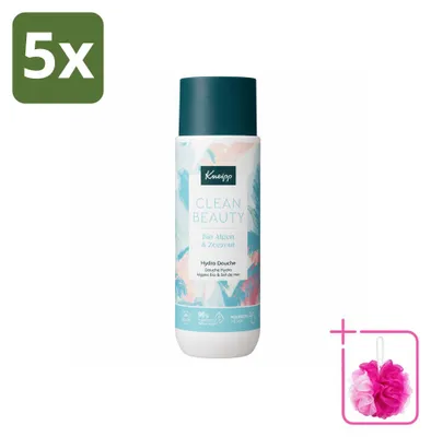 Imagen del producto de 5 unidades de gel de ducha Kneipp Clean Beauty, con algas y sal marina, de 200 ml cada uno. Paquete económico