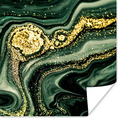 Produktbild von MuchoWow® Poster Marmor - Gold - Glitter - Grün - Marmoroptik - Luxus 100x100 cm - Babyzimmer