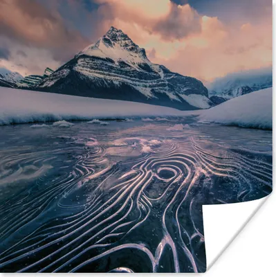 Produktbild von MuchoWow® Poster Winterlandschaft mit Eis bei Sonnenuntergang 30x30 cm - Wandposter - Printing