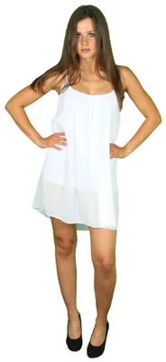 Produktbild von Damen Sommerkleid Chiffon Strandkleider y rückenfrei weiß, Größe:M