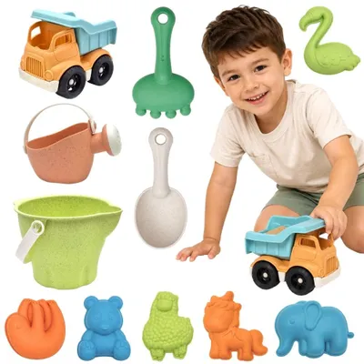 Produktbild von Woopie Green Sand Eimer Set mit Auto 11-tlg. Biologisch abbaubares organisches Material