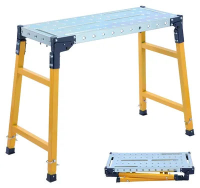 Immagine prodotto di Tavolo da lavoro pieghevole e regolabile - Capacità di carico: 500 kg - Piano di lavoro: 90 x 36 cm