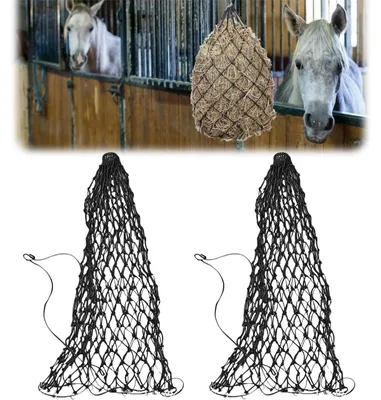 Image de Lot de 2 grandes filets pour foin, adaptés aux chevaux et aux chèvres