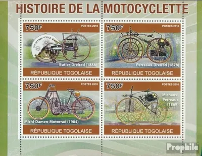 Produktbild von Briefmarken Togo 2010 Mi 3754-3757 Kleinbogen (kompl. Ausgabe) postfrisch Motorradgeschichte